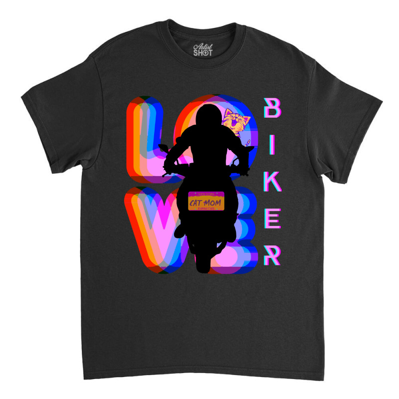 Biker And Best Rainbow Cat Mom Motorcycle Rider Classic T-shirt by macklinsampson | Artistshot