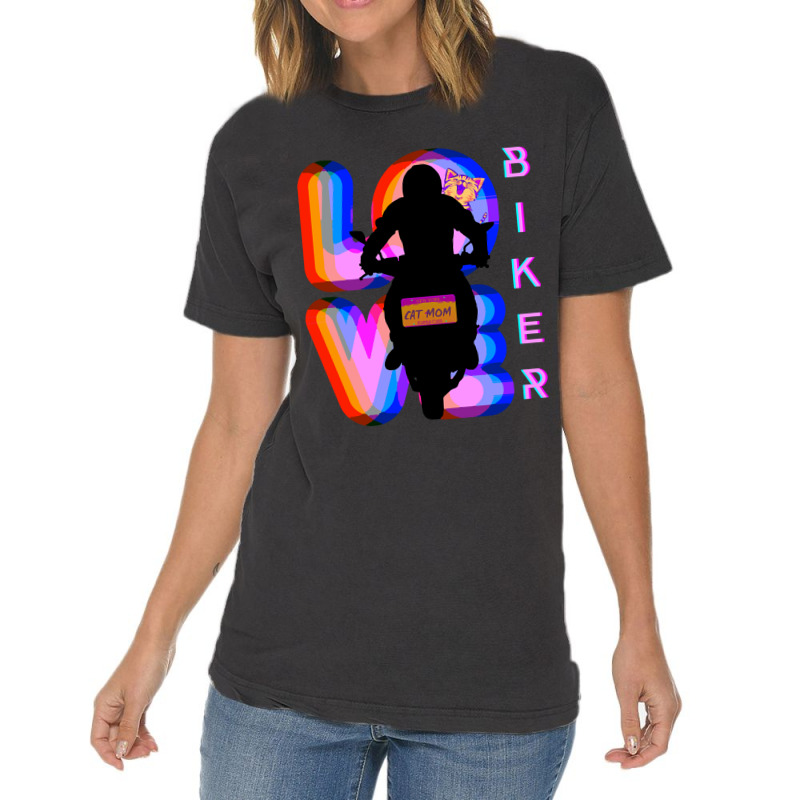 Biker And Best Rainbow Cat Mom Motorcycle Rider Vintage T-Shirt by macklinsampson | Artistshot