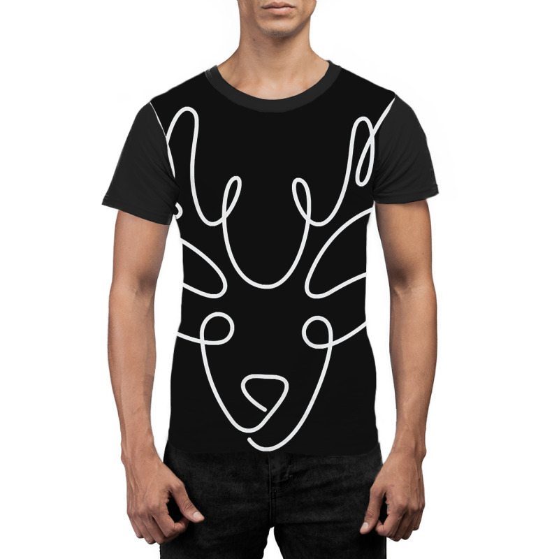 One Line Christmas Reindeer Graphic T-shirt | Artistshot