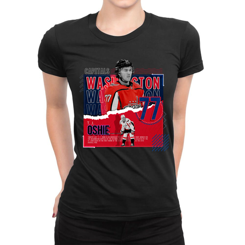 T.j. Oshie Hockey Paper Poster Capitals Ladies Fitted T-Shirt by LakeshaHughlett | Artistshot