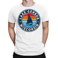 Lake Geneva Wisconsin Wi Vintage Sailboat Retro 70s T-shirt | Artistshot