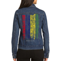 Vintage Mauritius Flag Retro Mauritian Flag Mauritian Ladies Denim Jacket | Artistshot