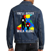 Never Walk Alone   Father And Son Men Denim Jacket | Artistshot