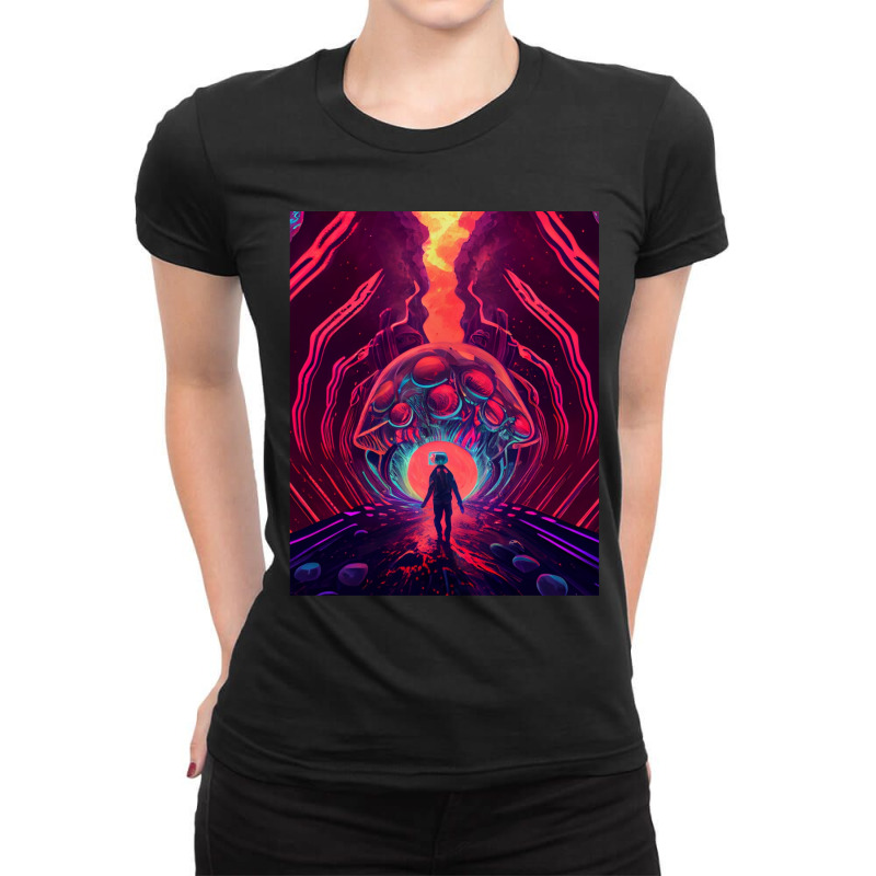 Cyberpunk Futuristic Dystopian World Ladies Fitted T-Shirt by KelliBrimner | Artistshot