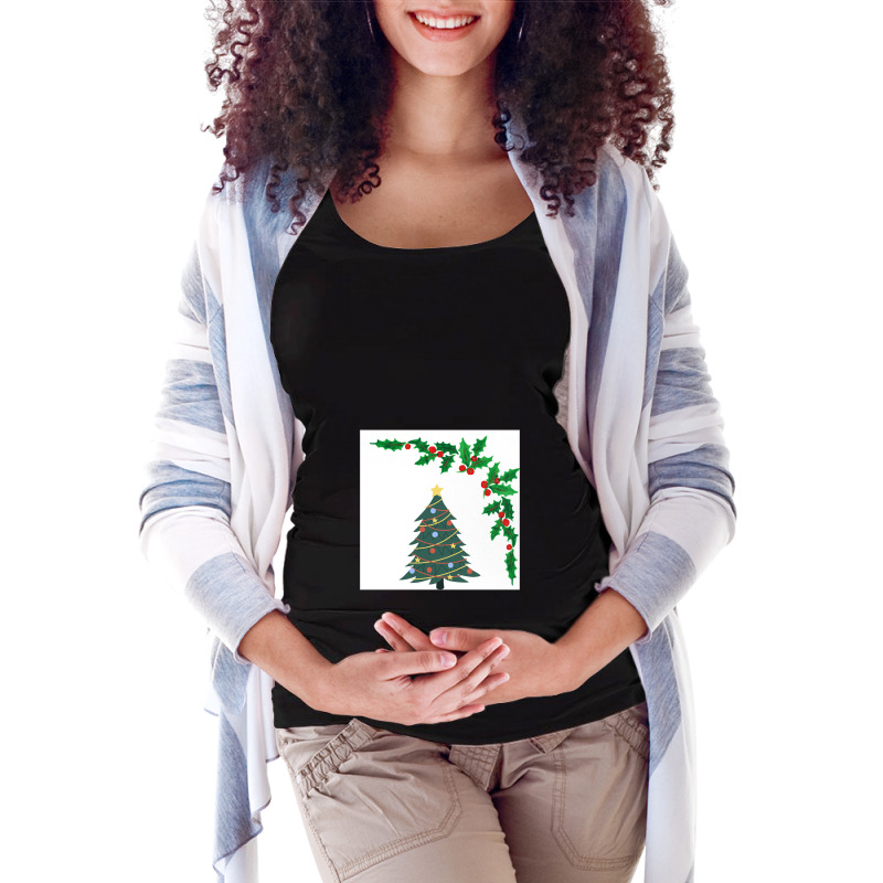 Christmas Tree And Lights Design Maternity Scoop Neck T-shirt by JenniferJones | Artistshot