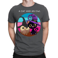 A Cat An And Owl T-shirt | Artistshot