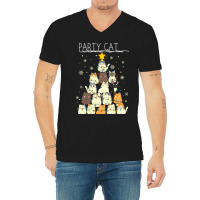 Funny Party Cat V-neck Tee | Artistshot