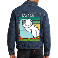 Funny Lazy Cat Men Denim Jacket | Artistshot