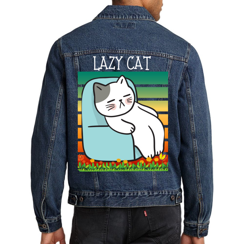 Funny Lazy Cat Men Denim Jacket | Artistshot