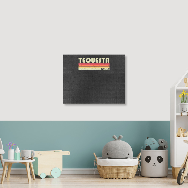 Tequesta Fl Florida City Home Roots Retro 70s 80s Landscape Canvas Print | Artistshot