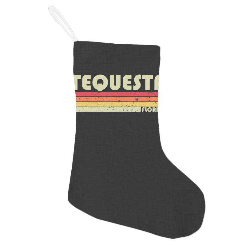 Tequesta Fl Florida City Home Roots Retro 70s 80s Holiday Stocking | Artistshot