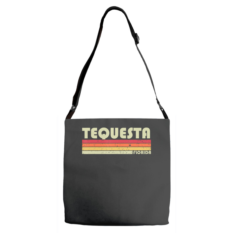 Tequesta Fl Florida City Home Roots Retro 70s 80s Adjustable Strap Totes | Artistshot