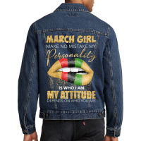 Womens Drippin Melanin Lips For Women Born In March Zodiac Birthday Men Denim Jacket | Artistshot