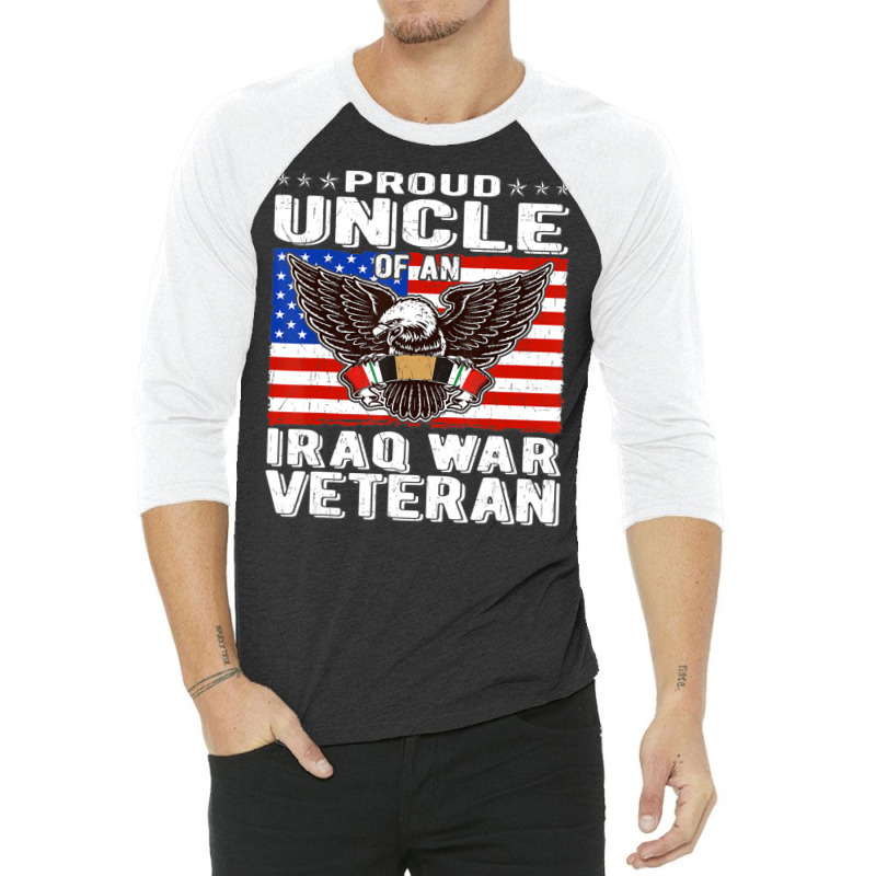 Limited Edition Mens Proud Uncle Of Iraq Veteran Patriotic Military Fa 3/4 Sleeve Shirt by yumgaugeteuda | Artistshot