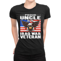 Limited Edition Mens Proud Uncle Of Iraq Veteran Patriotic Military Fa Ladies Fitted T-shirt | Artistshot