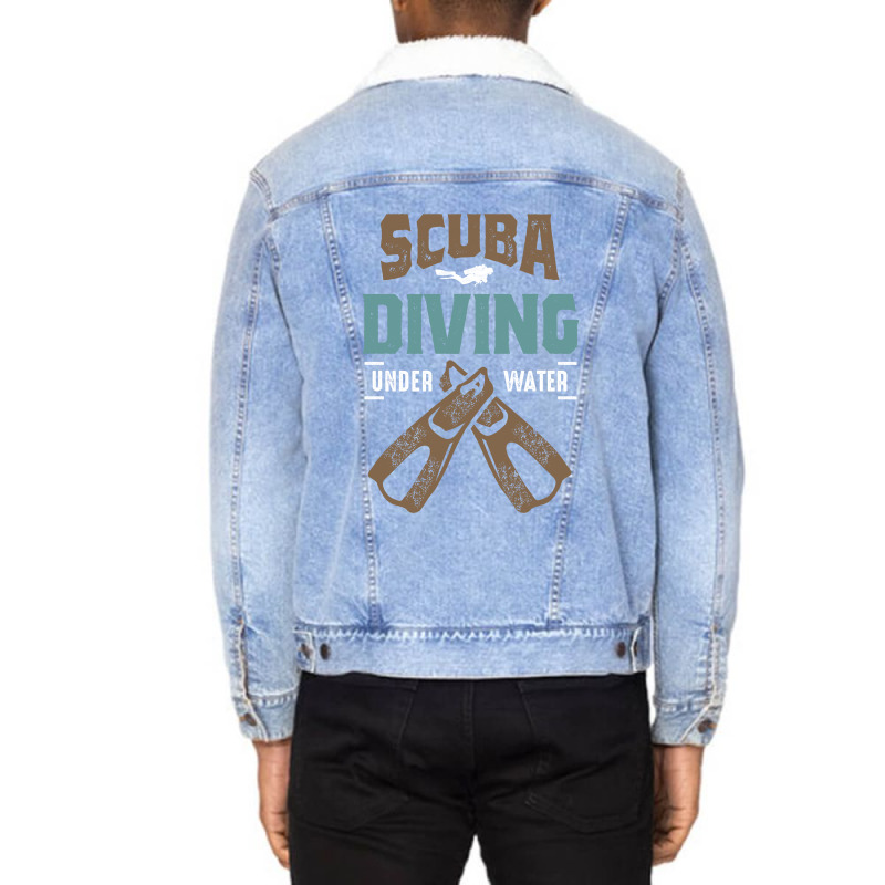 Scuba Diving Art Unisex Sherpa-Lined Denim Jacket by cidolopez | Artistshot