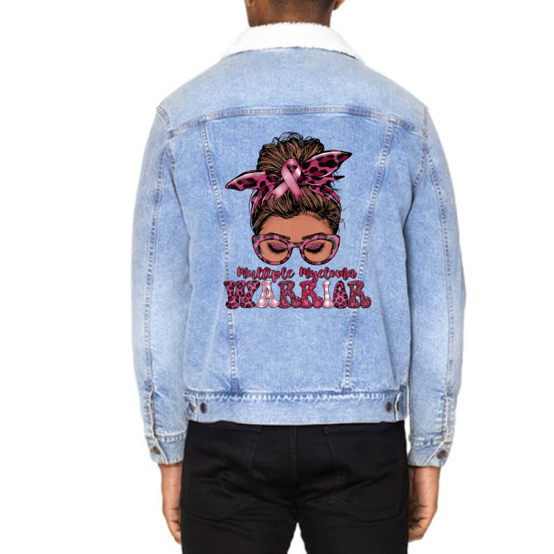 Black Women Messy Bun Multiple Myeloma Warrior Gifts Unisex Sherpa-lined Denim Jacket | Artistshot