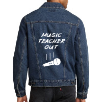 Retired Music Teacher Out Retirement Mic Drop End Of Year Retiring Gif Men Denim Jacket | Artistshot