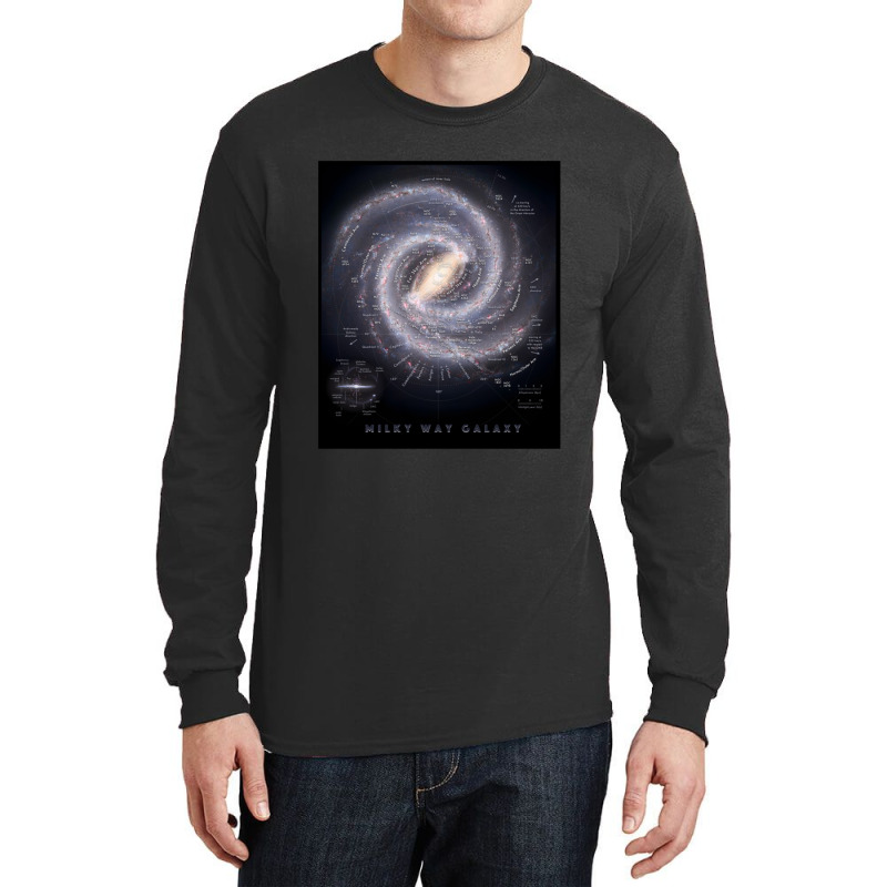 Milky Way Galaxy Map Hd Long Sleeve Shirts by KristyReneSeaton | Artistshot