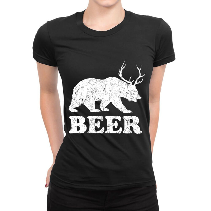 Beerbeardeerfunnygiftforbeerloversdrinkersmenwomen Ladies Fitted T-Shirt by PeterArtist | Artistshot