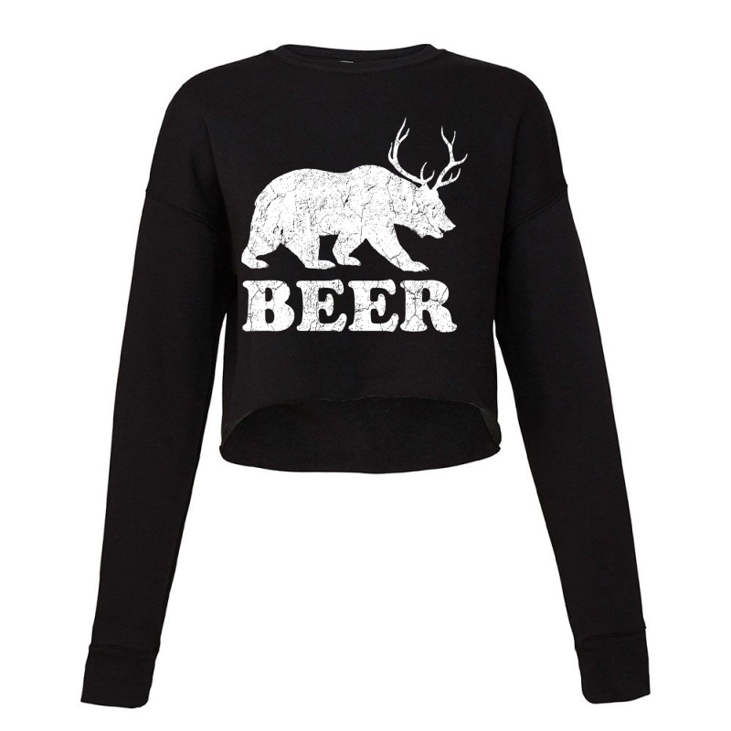 Beerbeardeerfunnygiftforbeerloversdrinkersmenwomen Cropped Sweater by PeterArtist | Artistshot