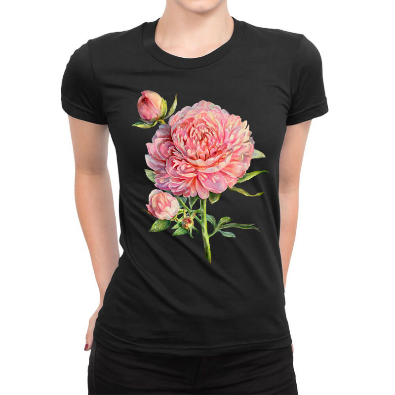 Hot Trend Peonies Ladies Fitted T-Shirt by greggjvandervor | Artistshot