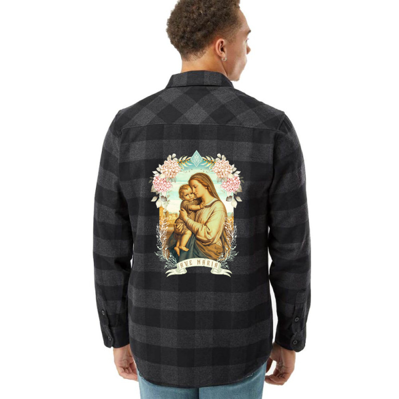 Ave Maria Schubert Latin Mass Blessed Mother Mary Hail Flannel Shirt by musycksennaax | Artistshot