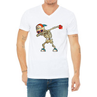 Dabbing Skeleton Valentine Day Love Heart Glasses Boys Mens V-neck Tee | Artistshot