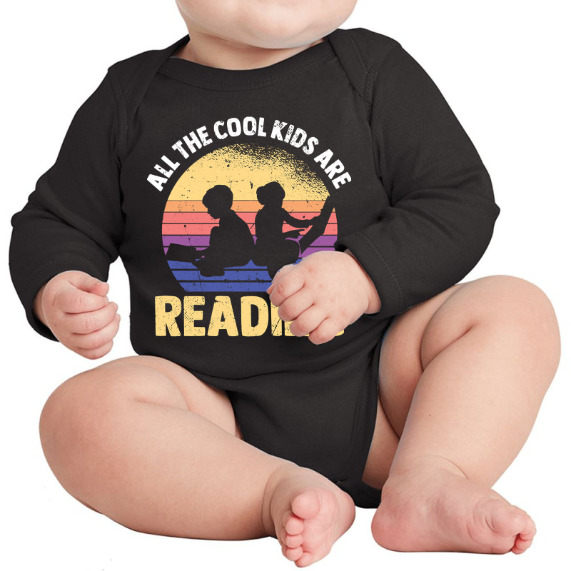 Limited Edition All The Cool Kids Are Reading Book Vintage Reto Long Sleeve Baby Bodysuit by declangreenwood | Artistshot