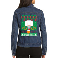 Basketball Player Ugly Christmas Sweater Jingle Balls Fan Ladies Denim Jacket | Artistshot