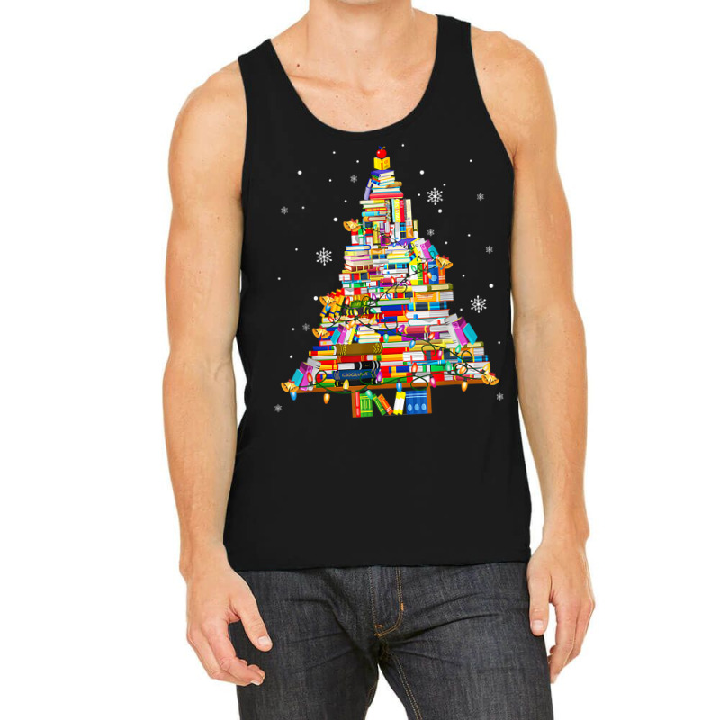 Christmas Library Tree Lights For Librarian And Book Lover T Shirt Tank Top by deemerx8lmshare | Artistshot