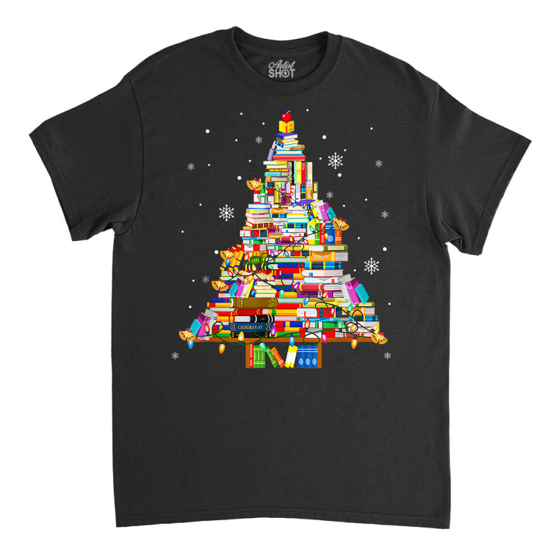 Christmas Library Tree Lights For Librarian And Book Lover T Shirt Classic T-shirt by deemerx8lmshare | Artistshot