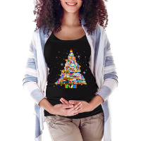 Christmas Library Tree Lights For Librarian And Book Lover T Shirt Maternity Scoop Neck T-shirt | Artistshot