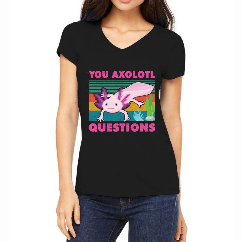 You Axolotl Questions Graphic Walking Fish Women's V-Neck T-Shirt by Min09 | Artistshot