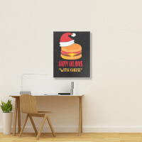 Trending Happy Holidays With Cheese Shirt Christmas Cheeseburger Gift- Portrait Canvas Print | Artistshot