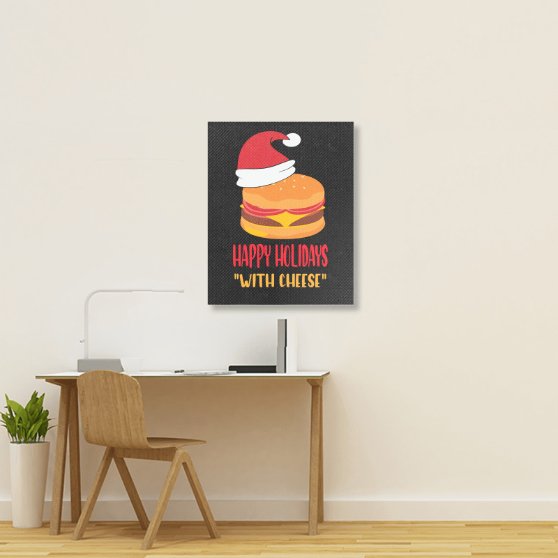 Trending Happy Holidays With Cheese Shirt Christmas Cheeseburger Gift- Portrait Canvas Print | Artistshot