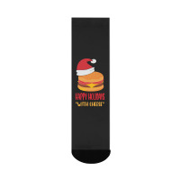 Trending Happy Holidays With Cheese Shirt Christmas Cheeseburger Gift- Crew Socks | Artistshot