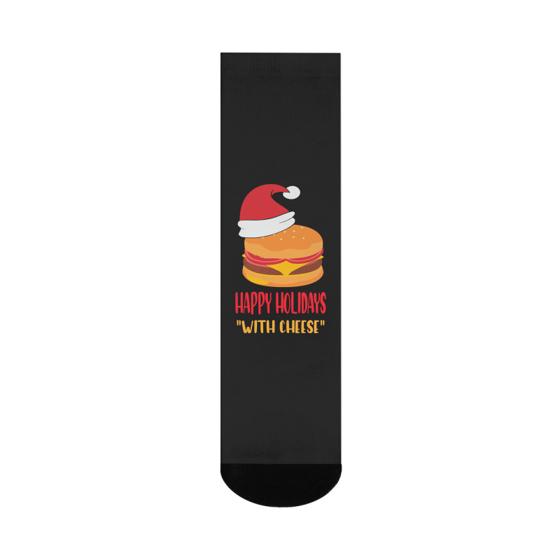 Trending Happy Holidays With Cheese Shirt Christmas Cheeseburger Gift- Crew Socks | Artistshot