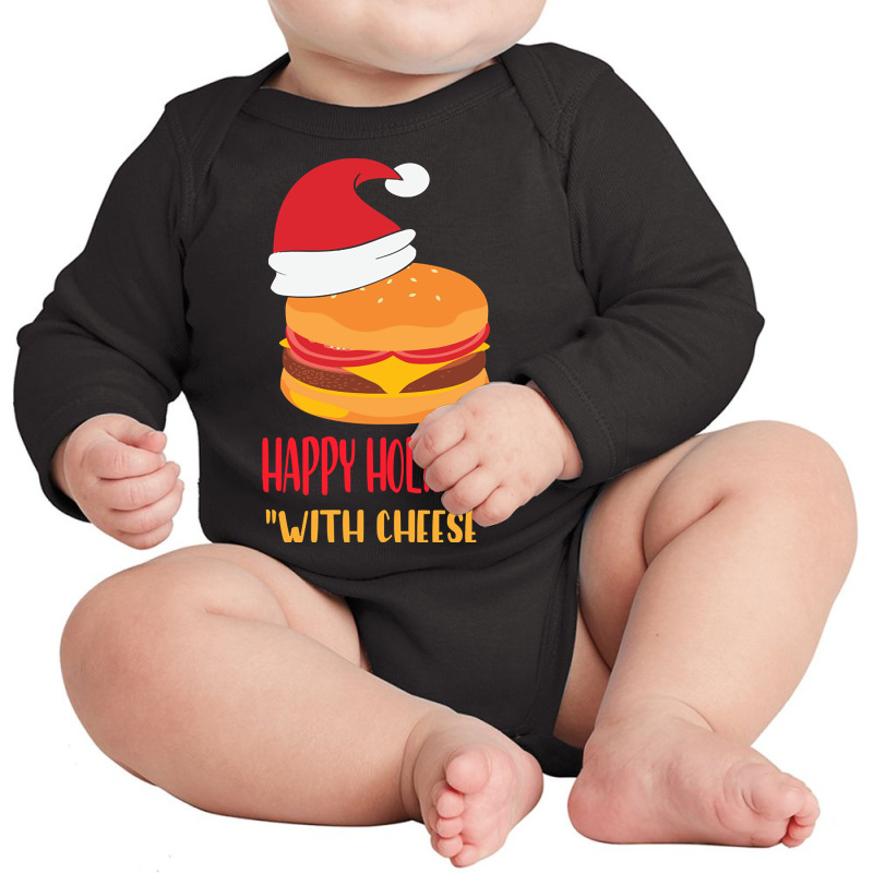 Trending Happy Holidays With Cheese Shirt Christmas Cheeseburger Gift- Long Sleeve Baby Bodysuit | Artistshot