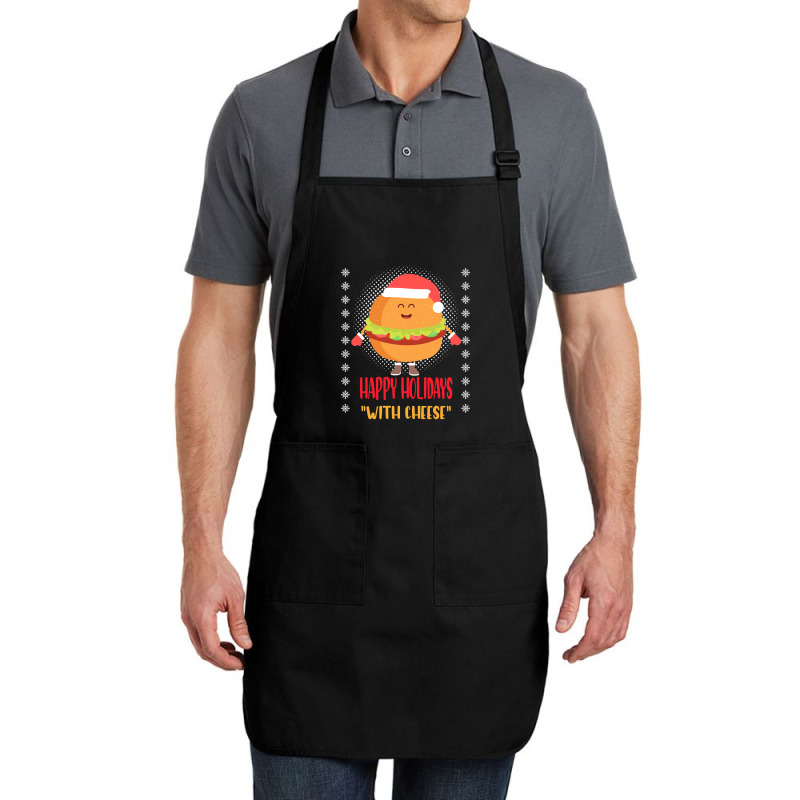 Trending Happy Holidays With Cheese Shirt Christmas Cheeseburger Gift- Full-length Apron | Artistshot