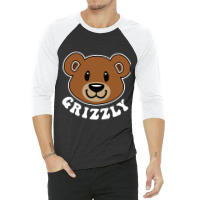 Cute Bear Grizzly Cool 3/4 Sleeve Shirt | Artistshot