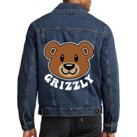 Cute Bear Grizzly Cool Men Denim Jacket | Artistshot