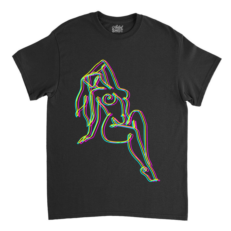 Colorful Line Work Girl Classic T-shirt by BarbaraArtist | Artistshot