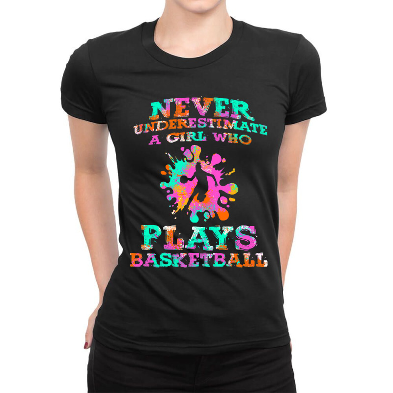 Basketball Player  Hoops Streetball Baller Basketball Girls Ladies Fitted T-Shirt by Davidartist | Artistshot