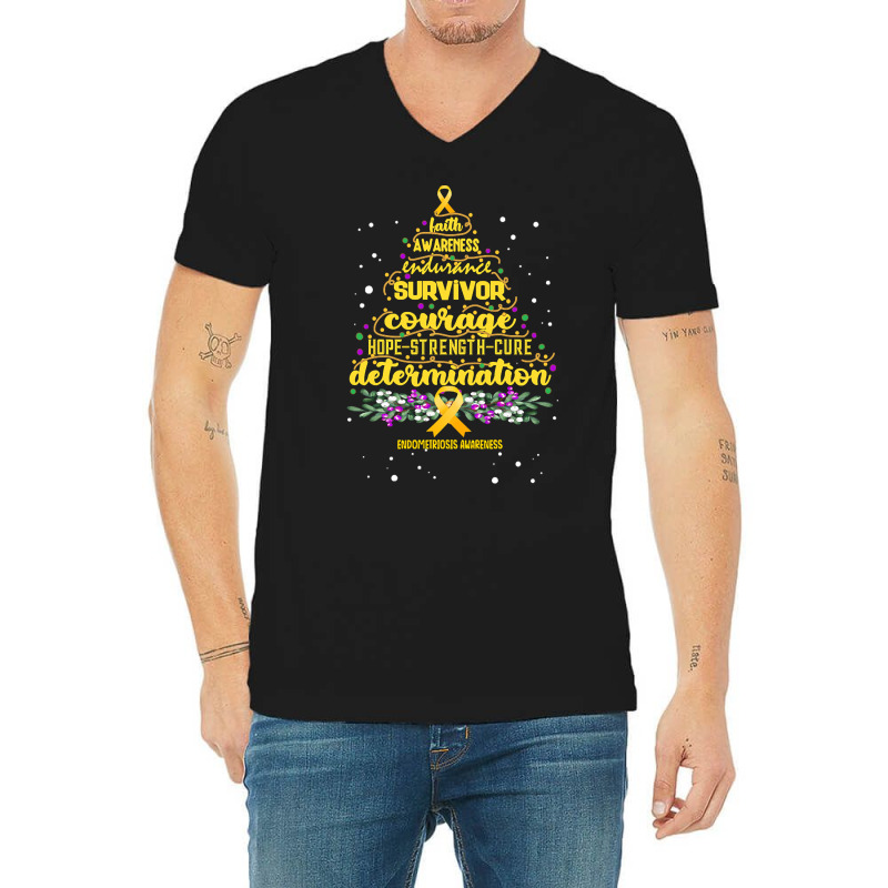 Hot Trend Endometriosis Awareness Awareness - Christmas Tree Hope Cur V-Neck Tee by lykhongduong9enev3 | Artistshot