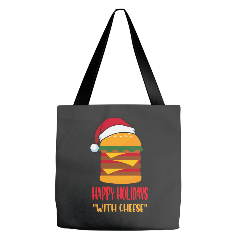 Hot Trend Happy Holidays With Cheese Shirt Christmas Cheeseburger Gift Tote Bags | Artistshot