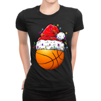 Basketball Santa Christmas Pajamas Sport Boys Men Funny Xmas Ladies Fitted T-shirt | Artistshot