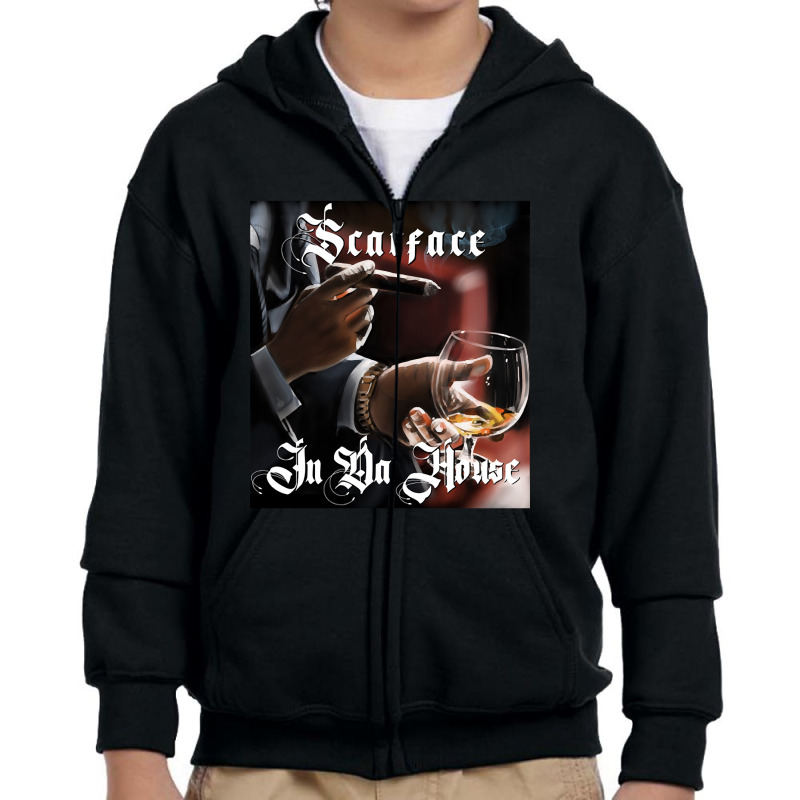 Scarface In Da House T Shirt Artwork Youth Zipper Hoodie | Artistshot