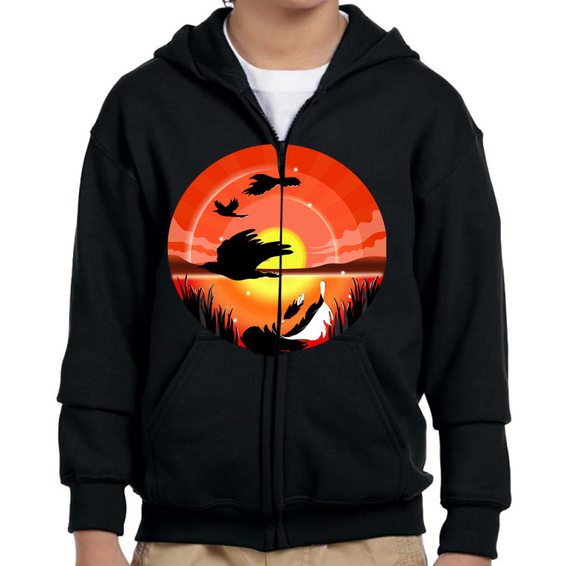 Trending Beautiful Birds In Sunset Youth Zipper Hoodie | Artistshot