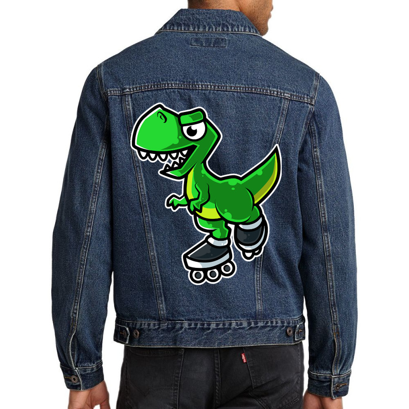 Dinosaur Tyrannosaurus Rex Retro Roller Skate Graphic Men Denim Jacket by macklinsampson | Artistshot